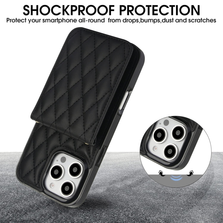 For iPhone 16 Pro Max YM015 Crossbody Rhombic Card Bag RFID Phone Case