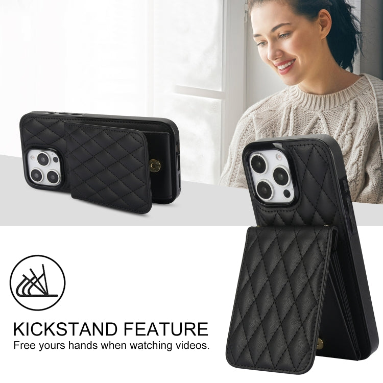 For iPhone 16 Pro Max YM015 Crossbody Rhombic Card Bag RFID Phone Case