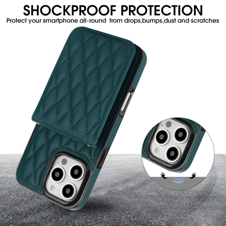 For iPhone 16 Pro Max YM015 Crossbody Rhombic Card Bag RFID Phone Case