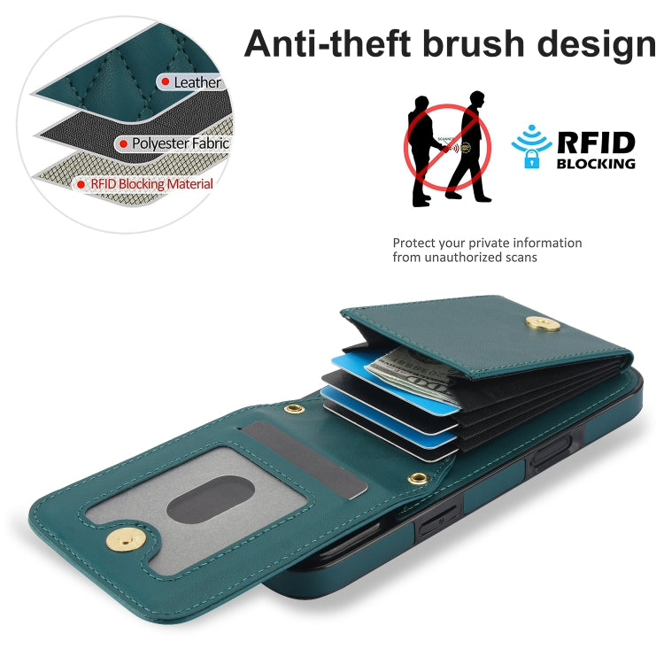 For iPhone 16 Pro Max YM015 Crossbody Rhombic Card Bag RFID Phone Case