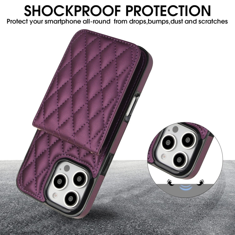 For iPhone 16 Pro Max YM015 Crossbody Rhombic Card Bag RFID Phone Case