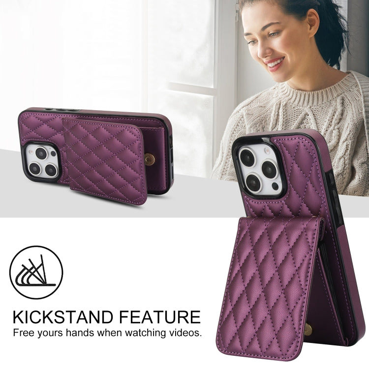 For iPhone 16 Pro Max YM015 Crossbody Rhombic Card Bag RFID Phone Case