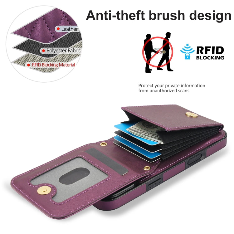 For iPhone 16 Pro Max YM015 Crossbody Rhombic Card Bag RFID Phone Case