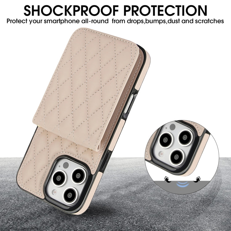 For iPhone 16 Pro YM015 Crossbody Rhombic Card Bag RFID Phone Case