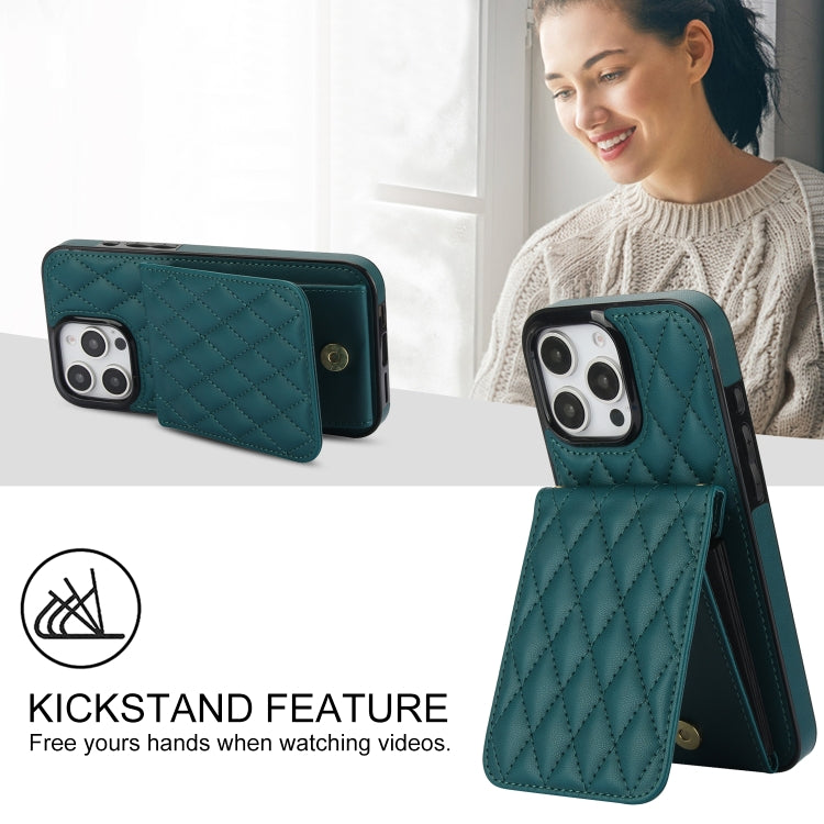 For iPhone 16 Pro YM015 Crossbody Rhombic Card Bag RFID Phone Case