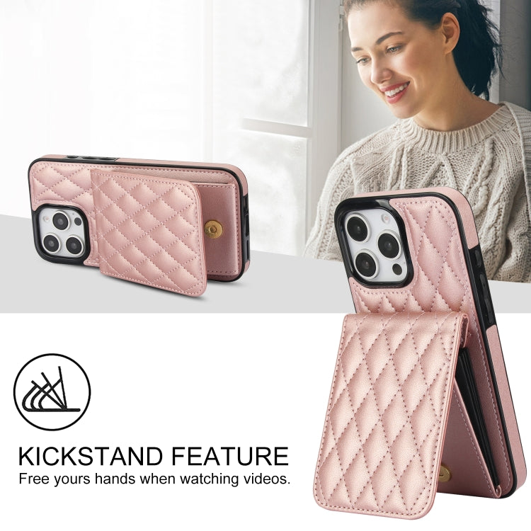 For iPhone 16 Pro YM015 Crossbody Rhombic Card Bag RFID Phone Case