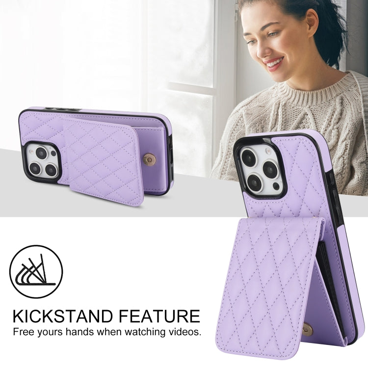 For iPhone 16 Pro YM015 Crossbody Rhombic Card Bag RFID Phone Case