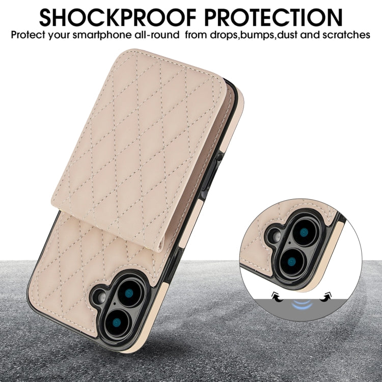 For iPhone 16 Plus YM015 Crossbody Rhombic Card Bag RFID Phone Case