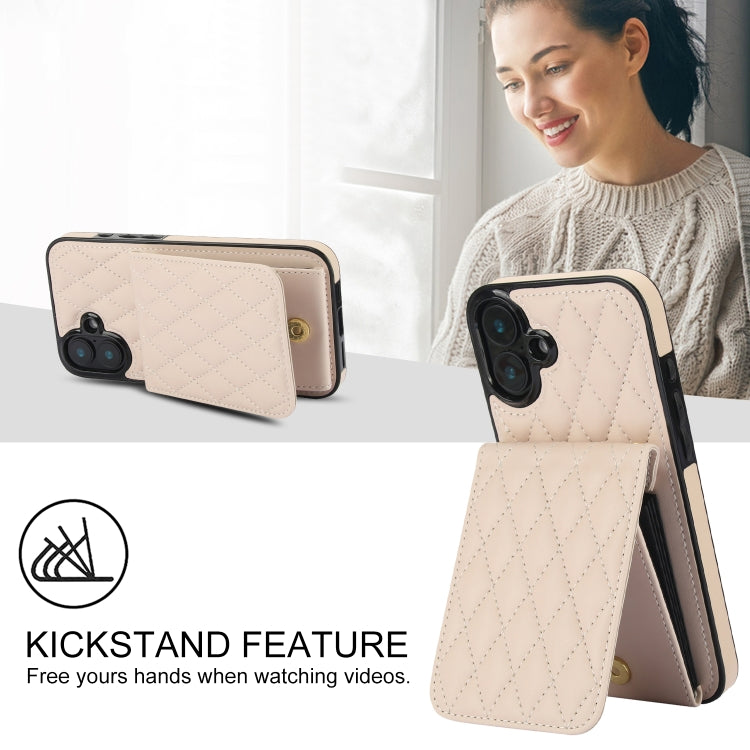 For iPhone 16 Plus YM015 Crossbody Rhombic Card Bag RFID Phone Case