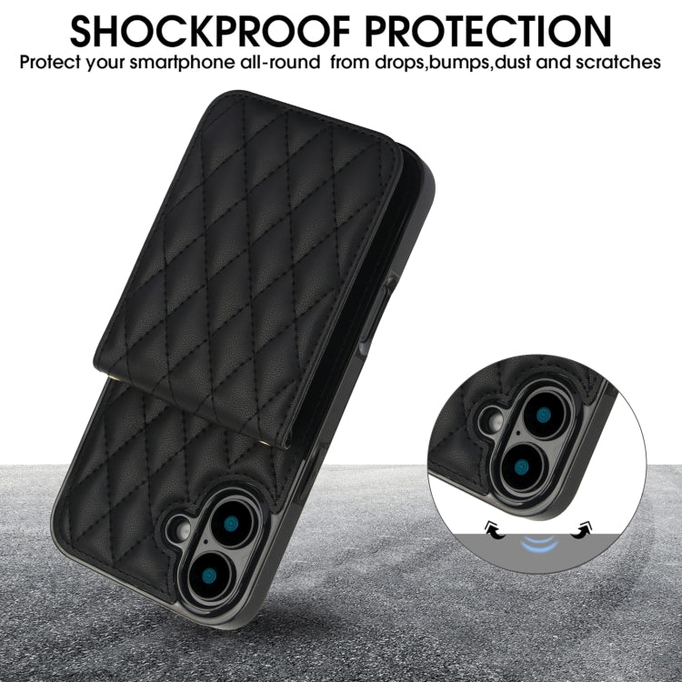 For iPhone 16 Plus YM015 Crossbody Rhombic Card Bag RFID Phone Case