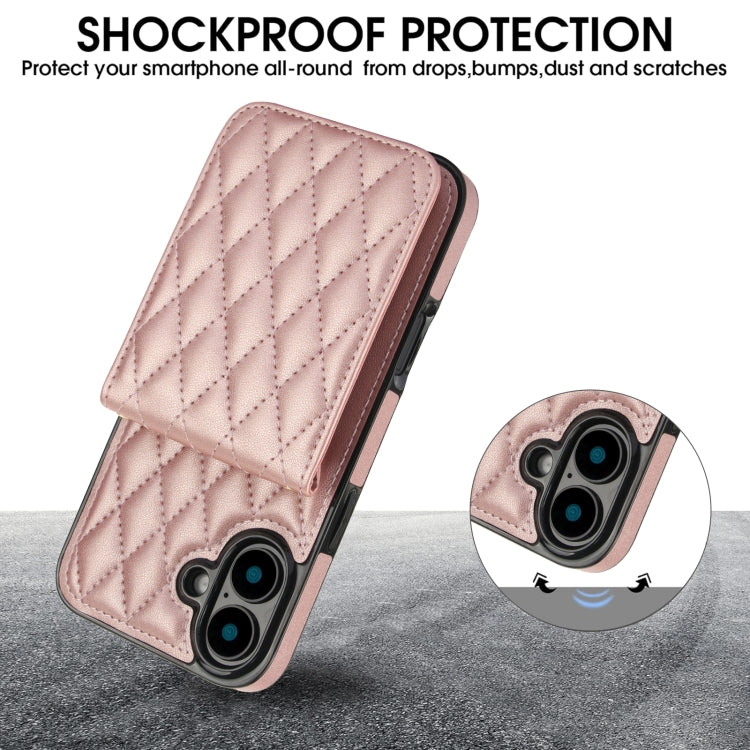 For iPhone 16 Plus YM015 Crossbody Rhombic Card Bag RFID Phone Case