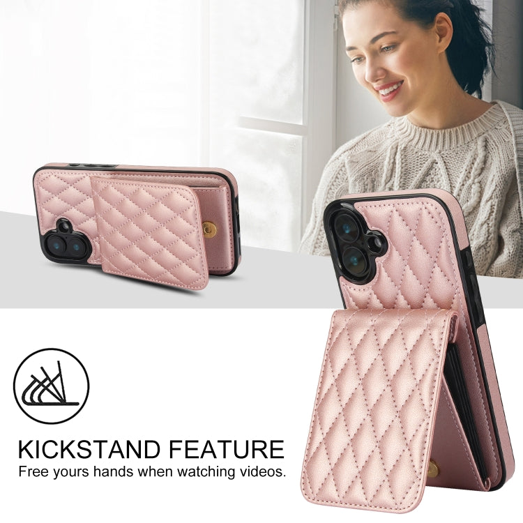 For iPhone 16 Plus YM015 Crossbody Rhombic Card Bag RFID Phone Case