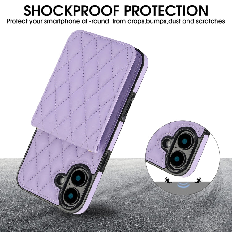 For iPhone 16 Plus YM015 Crossbody Rhombic Card Bag RFID Phone Case