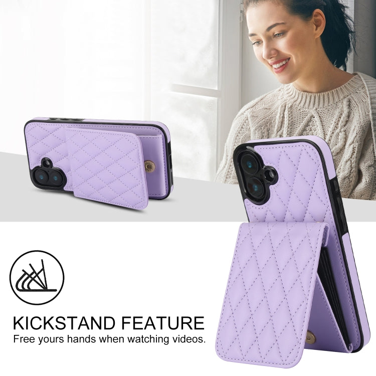 For iPhone 16 Plus YM015 Crossbody Rhombic Card Bag RFID Phone Case