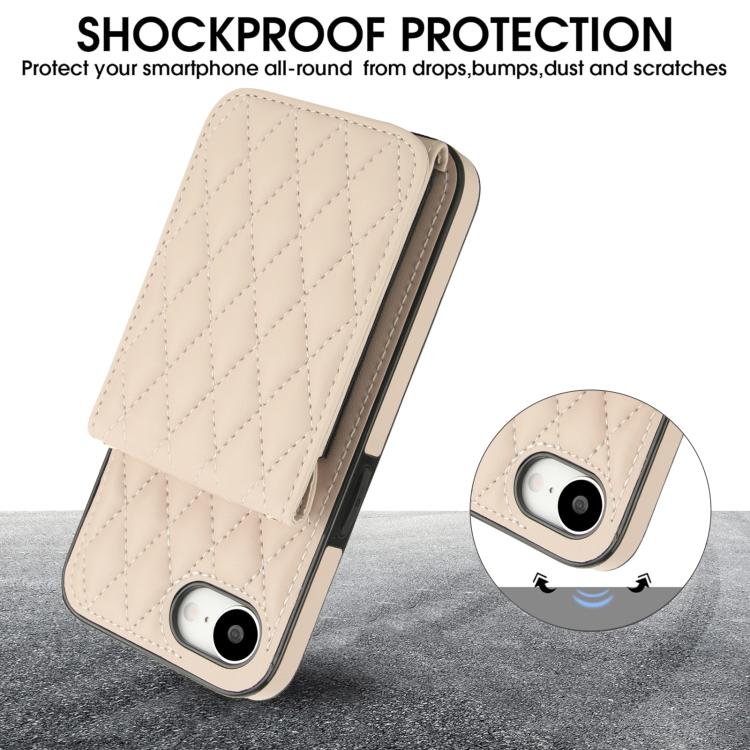 For iPhone 16e / 17e YM015 Crossbody Rhombic Card Bag RFID Phone Case