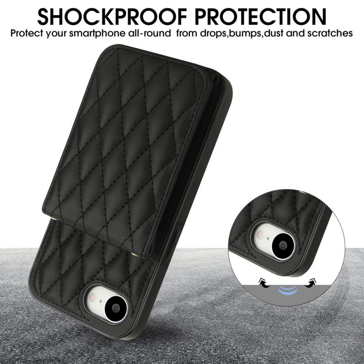 For iPhone 16e / 17e YM015 Crossbody Rhombic Card Bag RFID Phone Case