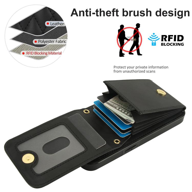 For iPhone 16e / 17e YM015 Crossbody Rhombic Card Bag RFID Phone Case