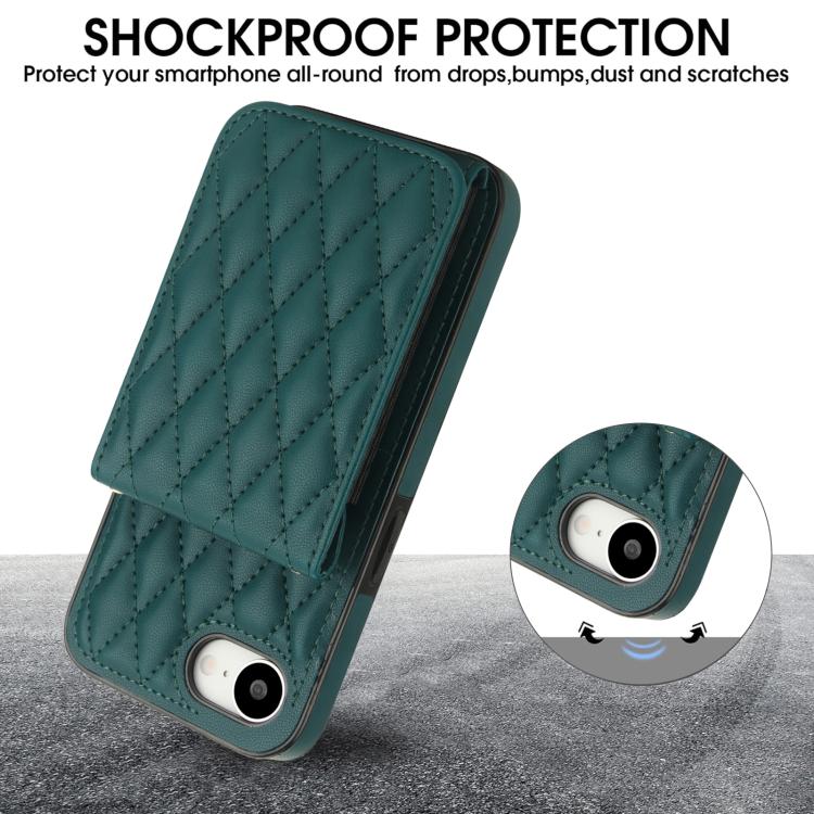 For iPhone 16e / 17e YM015 Crossbody Rhombic Card Bag RFID Phone Case