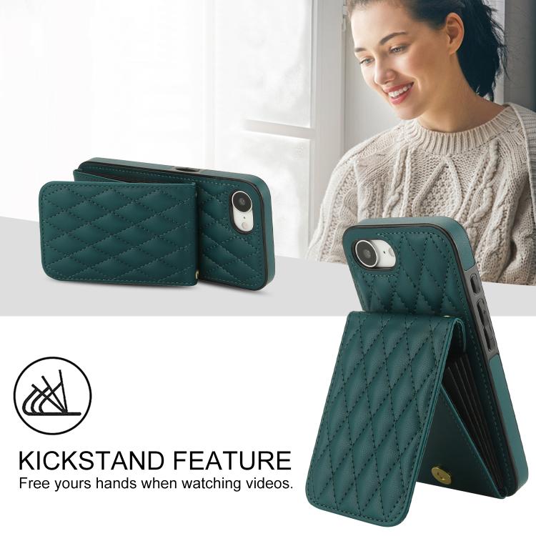 For iPhone 16e / 17e YM015 Crossbody Rhombic Card Bag RFID Phone Case