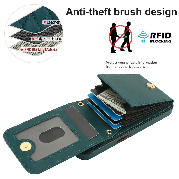 For iPhone 16e / 17e YM015 Crossbody Rhombic Card Bag RFID Phone Case