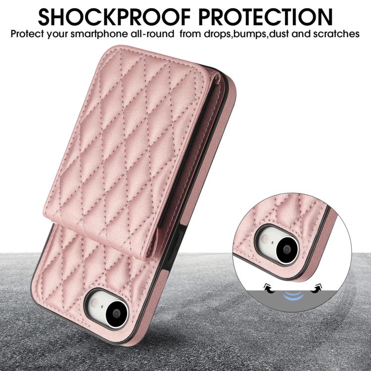For iPhone 16e / 17e YM015 Crossbody Rhombic Card Bag RFID Phone Case
