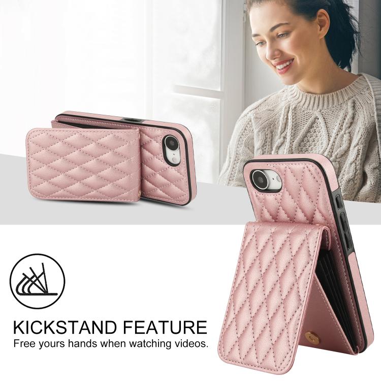 For iPhone 16e / 17e YM015 Crossbody Rhombic Card Bag RFID Phone Case