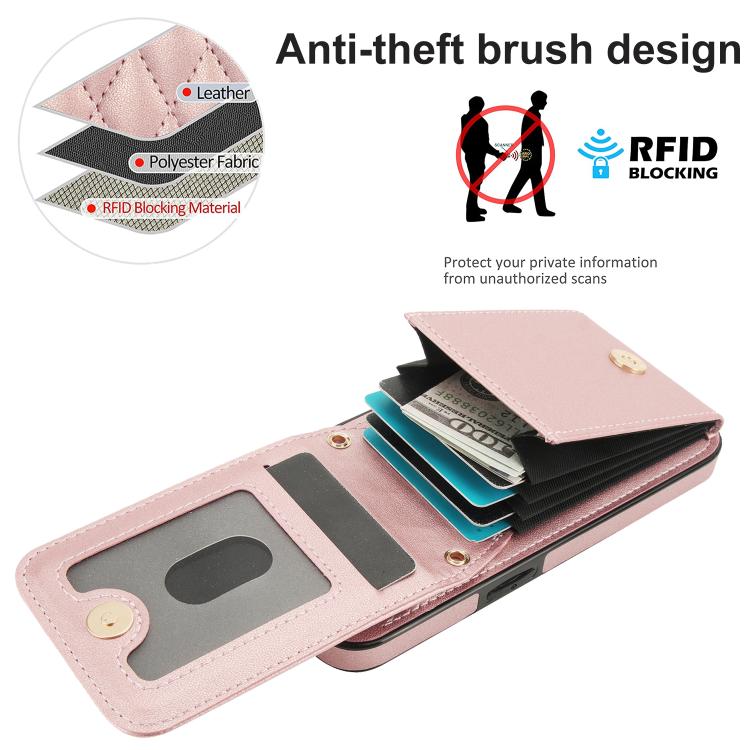 For iPhone 16e / 17e YM015 Crossbody Rhombic Card Bag RFID Phone Case