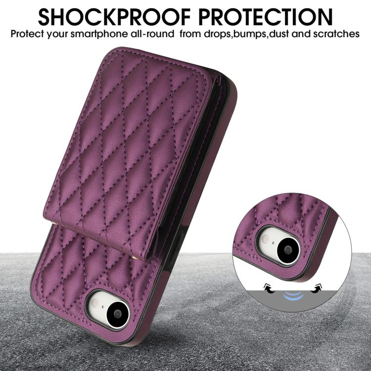 For iPhone 16e / 17e YM015 Crossbody Rhombic Card Bag RFID Phone Case