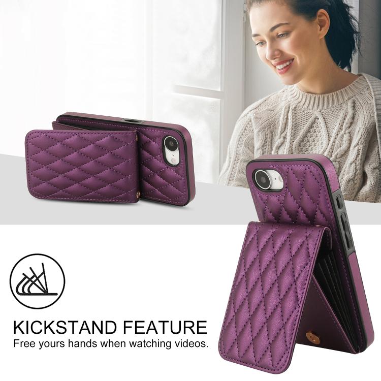 For iPhone 16e / 17e YM015 Crossbody Rhombic Card Bag RFID Phone Case