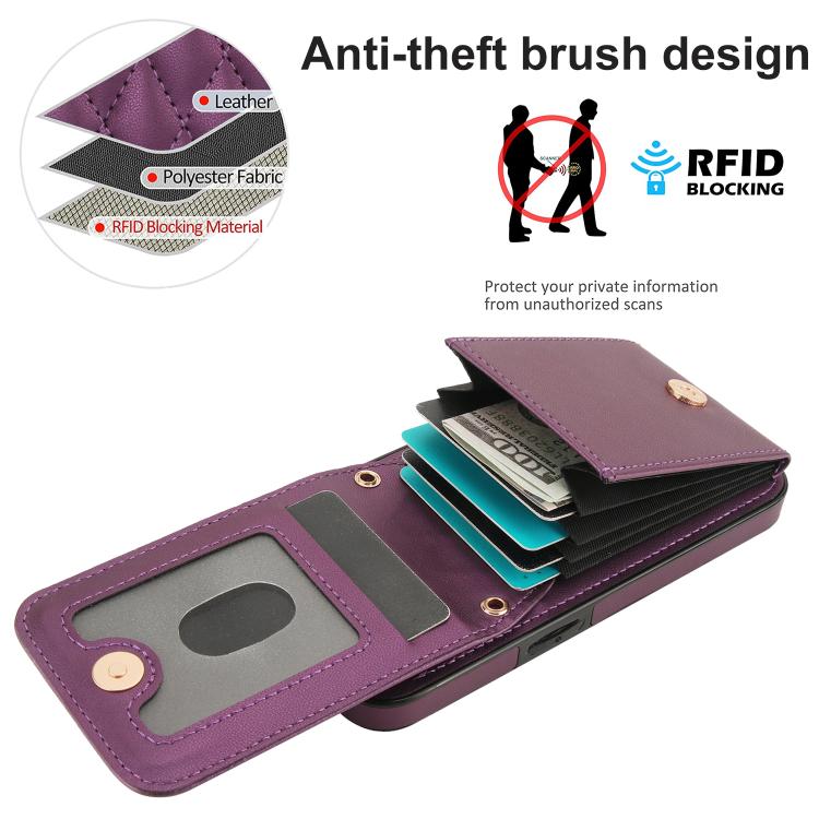 For iPhone 16e / 17e YM015 Crossbody Rhombic Card Bag RFID Phone Case