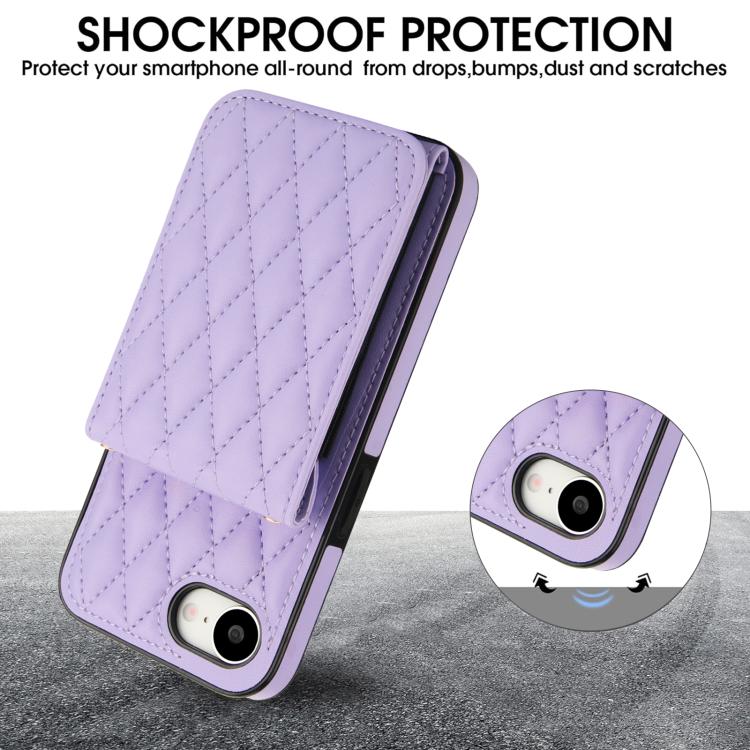 For iPhone 16e / 17e YM015 Crossbody Rhombic Card Bag RFID Phone Case