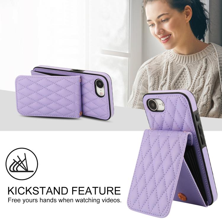 For iPhone 16e / 17e YM015 Crossbody Rhombic Card Bag RFID Phone Case