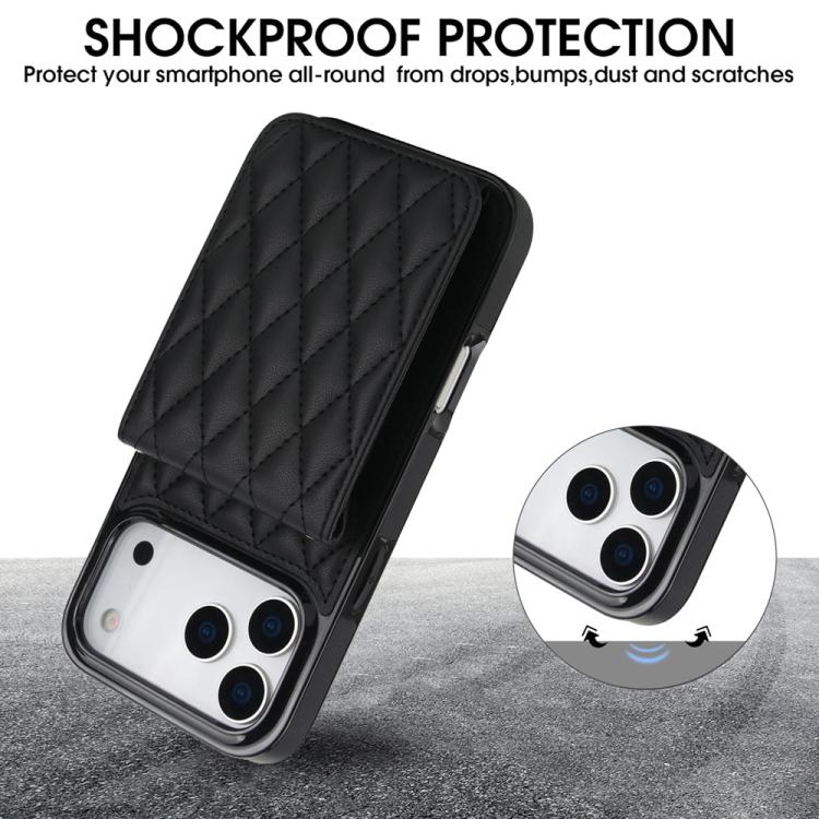 For iPhone 17 Pro Max YM015 Crossbody Rhombic Card Bag RFID Phone Case