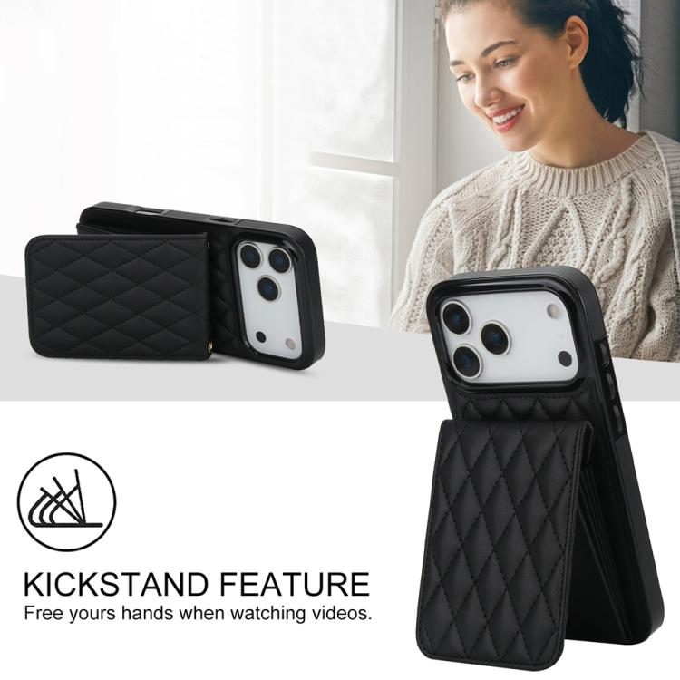 For iPhone 17 Pro Max YM015 Crossbody Rhombic Card Bag RFID Phone Case