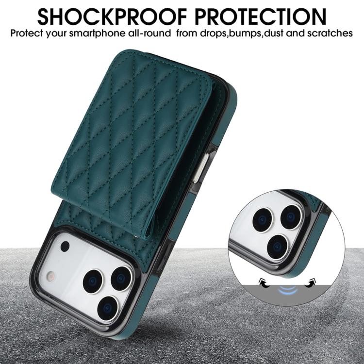 For iPhone 17 Pro Max YM015 Crossbody Rhombic Card Bag RFID Phone Case