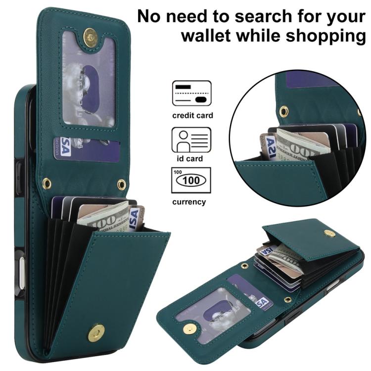 For iPhone 17 Pro Max YM015 Crossbody Rhombic Card Bag RFID Phone Case