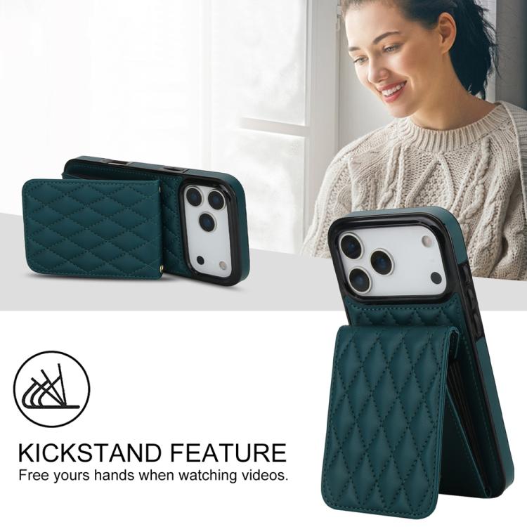 For iPhone 17 Pro Max YM015 Crossbody Rhombic Card Bag RFID Phone Case
