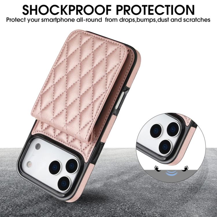 For iPhone 17 Pro Max YM015 Crossbody Rhombic Card Bag RFID Phone Case