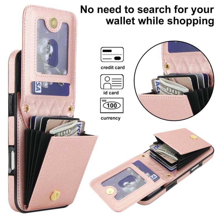 For iPhone 17 Pro Max YM015 Crossbody Rhombic Card Bag RFID Phone Case