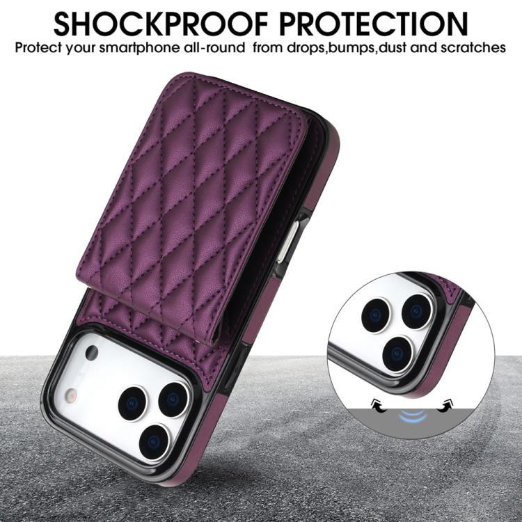 For iPhone 17 Pro Max YM015 Crossbody Rhombic Card Bag RFID Phone Case
