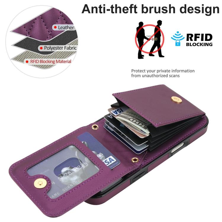 For iPhone 17 Pro Max YM015 Crossbody Rhombic Card Bag RFID Phone Case