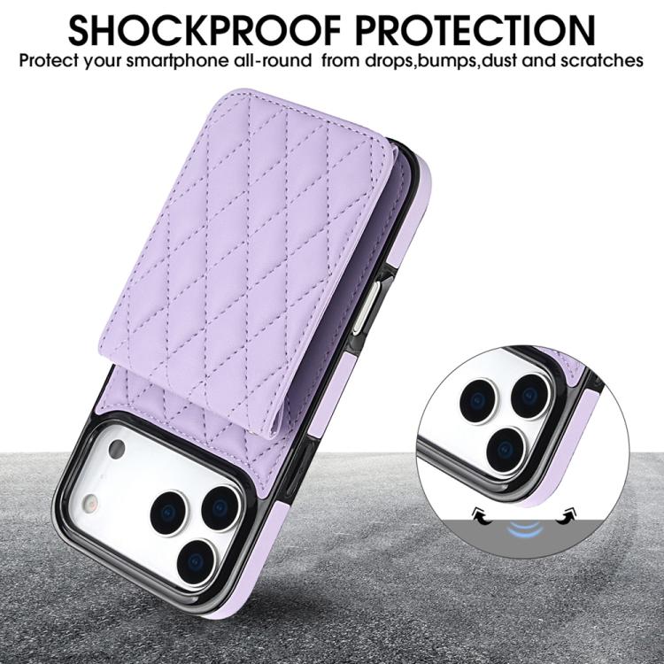 For iPhone 17 Pro Max YM015 Crossbody Rhombic Card Bag RFID Phone Case