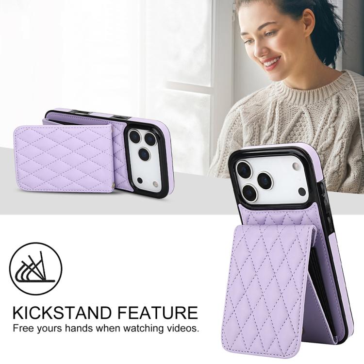 For iPhone 17 Pro Max YM015 Crossbody Rhombic Card Bag RFID Phone Case