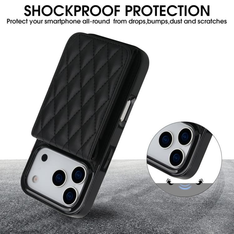 For iPhone 17 Pro YM015 Crossbody Rhombic Card Bag RFID Phone Case