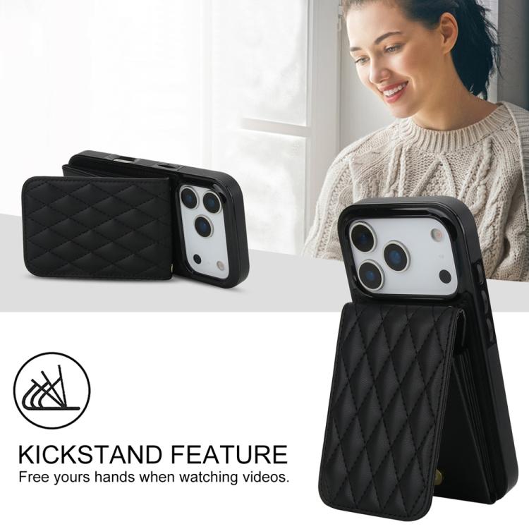 For iPhone 17 Pro YM015 Crossbody Rhombic Card Bag RFID Phone Case