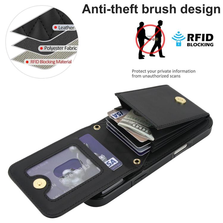 For iPhone 17 Pro YM015 Crossbody Rhombic Card Bag RFID Phone Case