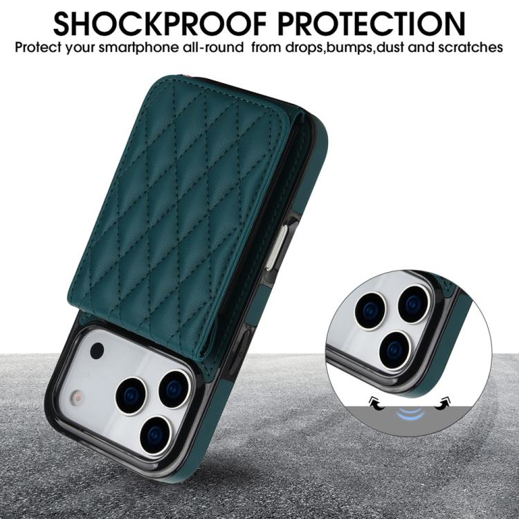 For iPhone 17 Pro YM015 Crossbody Rhombic Card Bag RFID Phone Case