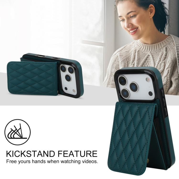 For iPhone 17 Pro YM015 Crossbody Rhombic Card Bag RFID Phone Case