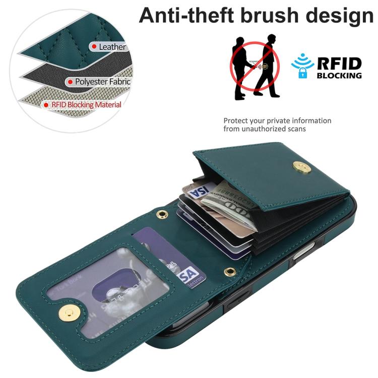 For iPhone 17 Pro YM015 Crossbody Rhombic Card Bag RFID Phone Case