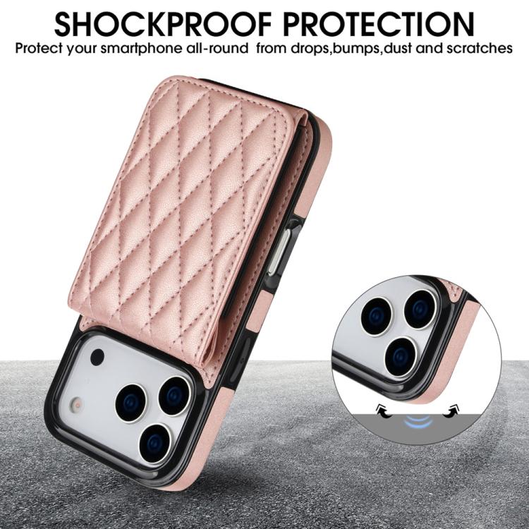 For iPhone 17 Pro YM015 Crossbody Rhombic Card Bag RFID Phone Case